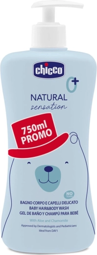 Chicco sampon hajra és testre Natural Sensation aloéval és kamillával 750 ml