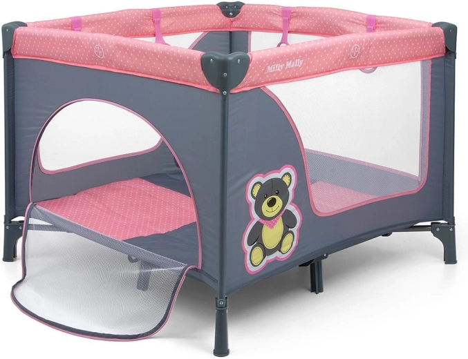 MILLY MALLY Fun Pink Bear összecsukható gyermek járóka