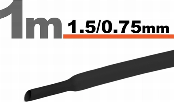 Fekete zsugorcső 1,5/0,75 mm