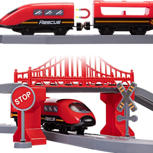 Elektromos vonat hangokkal és mágneses kapcsolókkal