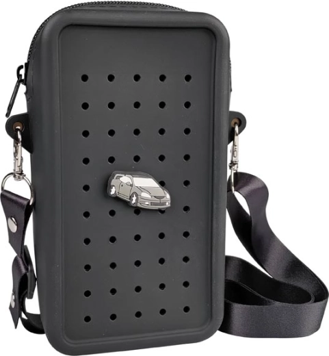 Gifty szilikon crossbody táska fekete, díszítő pinnel