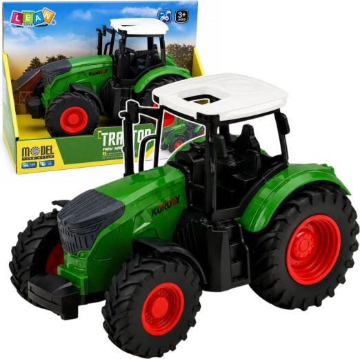 Mezőgazdasági traktor 1:24 gumírozott kerekekkel, zöld-fehér