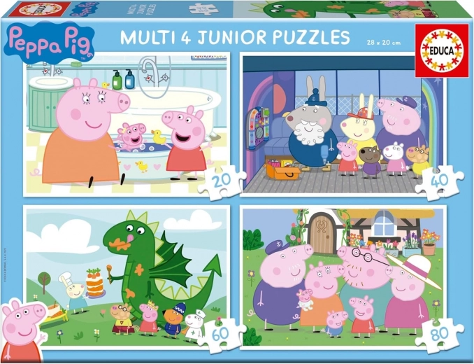 Peppa malac puzzle 4 az 1-ben (20, 40, 60, 80 darabos) EDUCA