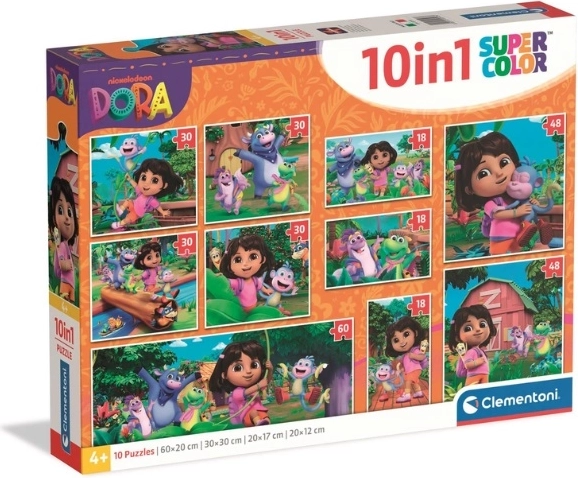 Clementoni SuperColor puzzle 10 az 1-ben Dora, a felfedező