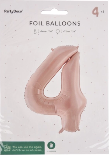Bézs fólia lufi 4-es szám 72 cm