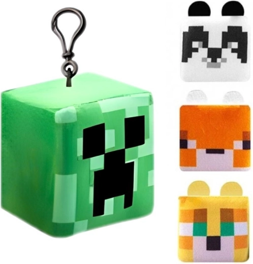 Minecraft plüss kocka – klipszes kulcstartó