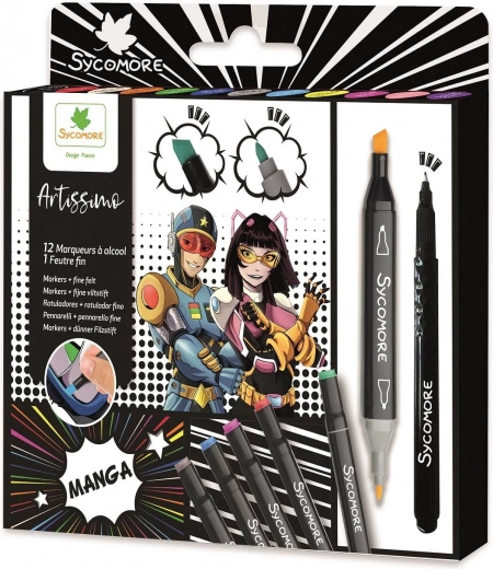 Artissimo kétvégű alkoholos filcek MANGA-hoz – készlet 10+1
