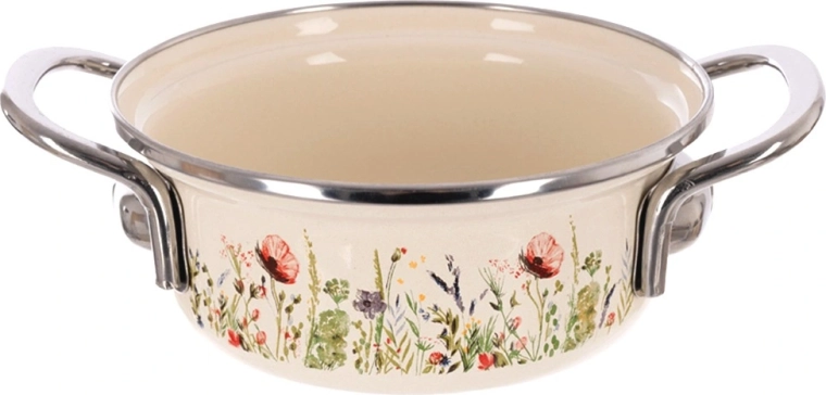 Tartós zománcozott acél rozsdamentes peremmel