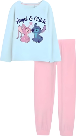Lány pamut pizsama Stitch & Angel türkiz-rózsaszín színben