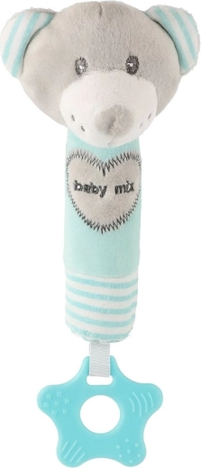 BABY MIX sípoló plüss csörgő rágókával – mackó, menta