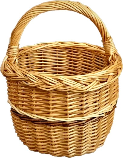 Lakkozott vessző gombáskosár 20 × 28 cm
