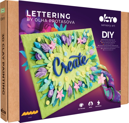 OKTO Lettering Create kreatív szett: festés és formázás modellező masszával, 30 × 40 cm