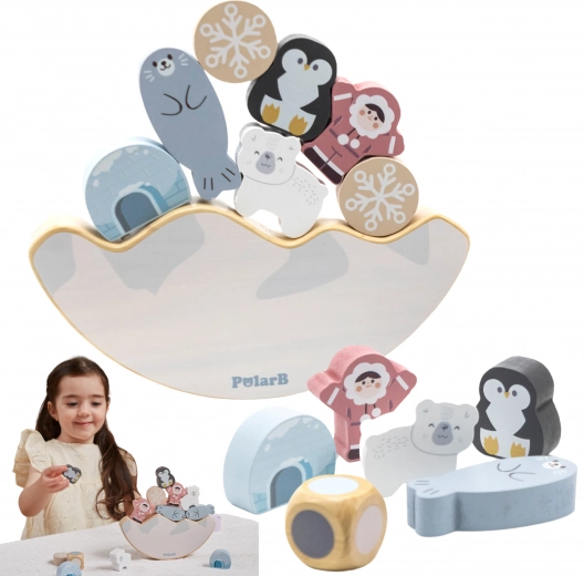 PolarB Arktiszi állatok fából készült egyensúlyozó játék