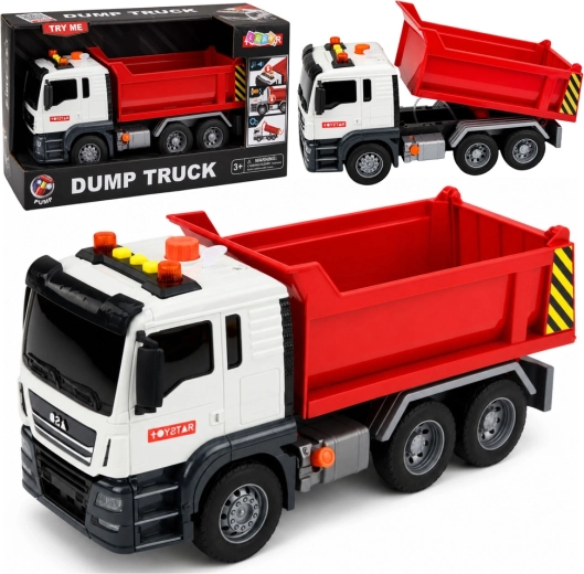 Gyerek dömper (Dump Truck) fény- és hanghatásokkal, piros-fehér