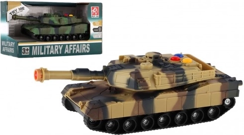 Műanyag tank 17 cm, lendkerekes, fénnyel és hanggal – 2 szín (RUI JIA, MILITARY AFFAIRS)