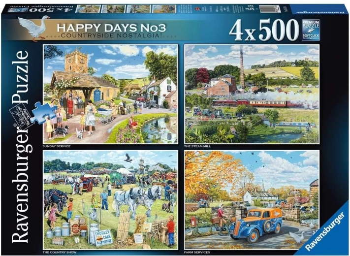 Ravensburger Puzzle Happy Days: emlékek a vidékről 4×500 darab