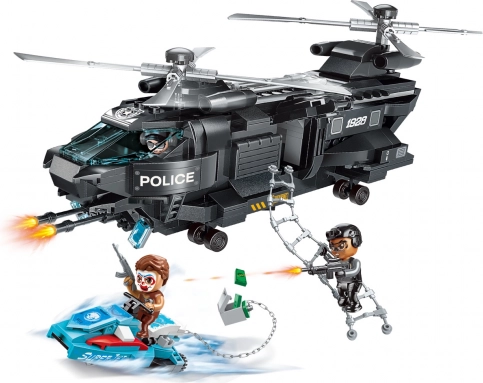 Qman Police Battle Force titkos küldetés Sas – rendőrségi helikopter robogóval és figurákkal
