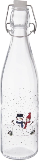 Orion üvegpalack csatos (klipszes) zárással, Hóember mintával, 0,52 l