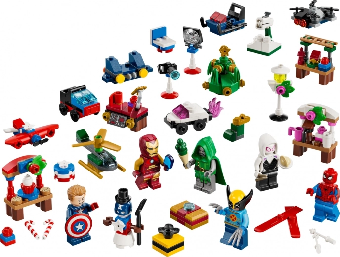6 LEGO Marvel minifigura ünnepi kiegészítőkkel