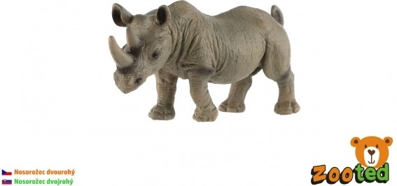 Kétszarvú orrszarvú műanyag figura, 14 cm