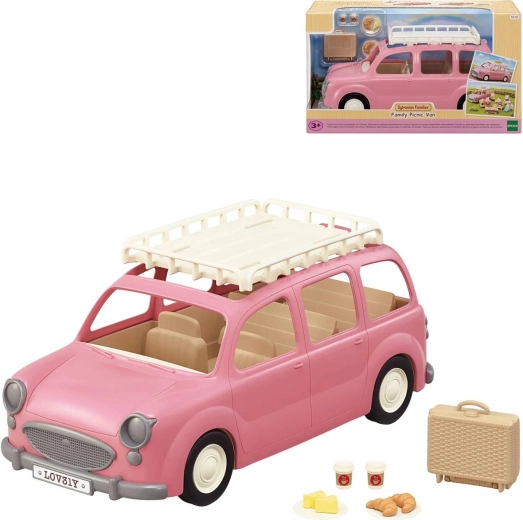 Sylvanian Families rózsaszín családi kisbusz piknikező kiegészítőkkel