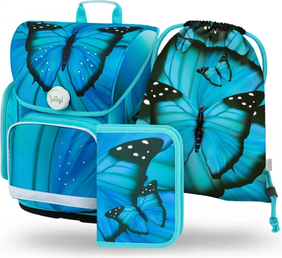 Iskolai szett BAAGL ERGO Butterfly: iskolatáska, tolltartó, zsák