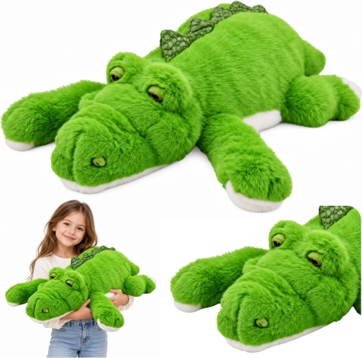 Plüss krokodil súlyozott mancsokkal, zöld, 75 cm