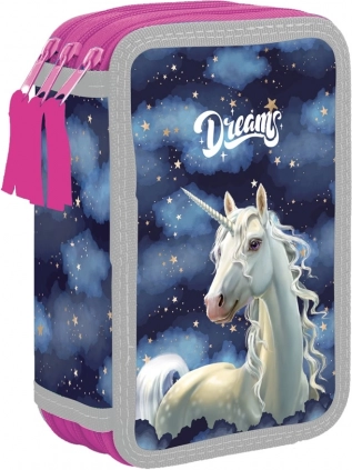 Háromszintes iskolai tolltartó Unicorn – üres