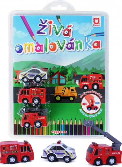 Élő kifestő – Mentők: 3 darabos visszahúzós kisautó készlet
