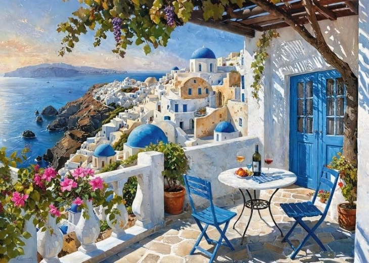 Cherrypazzi Santorini Blues puzzle, 1000 darabos