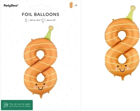 Fólia lufi 8-as szám narancssárga 86 cm