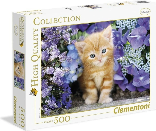 Cica a virágok között puzzle, 500 darab