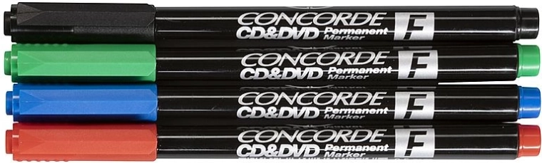 CONCORDE állandó jelölők CD és DVD – készlet 4 db