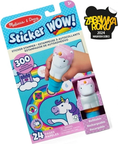 Sticker WOW - könyv és matrica bélyegző Egyszarvú
