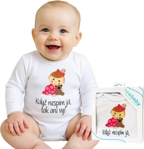 New Baby vicces feliratú baba body – Ha én nem alszom, ti sem – ajándékcsomagolás
