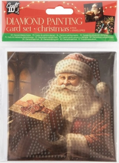 Gyémántfestés – karácsonyi üdvözlőlap Santa és rénszarvas motívummal 13 × 13 cm