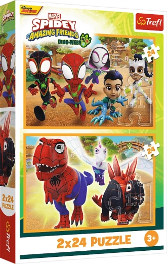 Puzzle 2×24 SPIDEY és dinoszauruszok Trefl