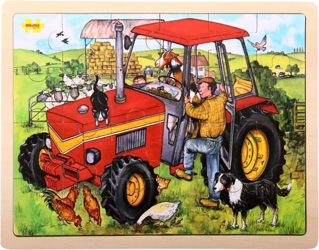 Fa traktor puzzle 24 darabbal BIGJIGS TOYS