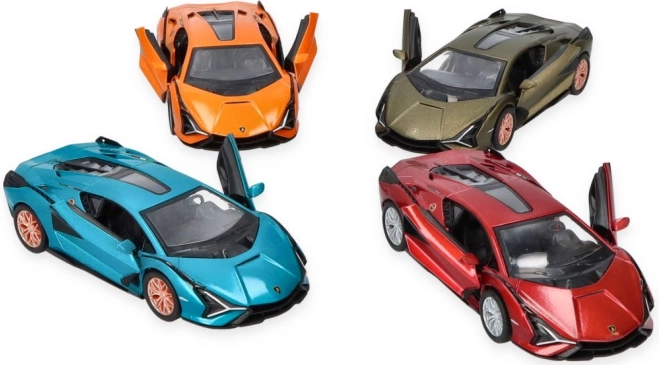 Fém autómodell Lamborghini Sian nyitható ajtókkal