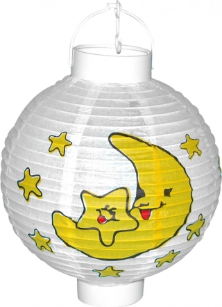 Mécses Lampion Hold és Csillagok elemes 20 cm
