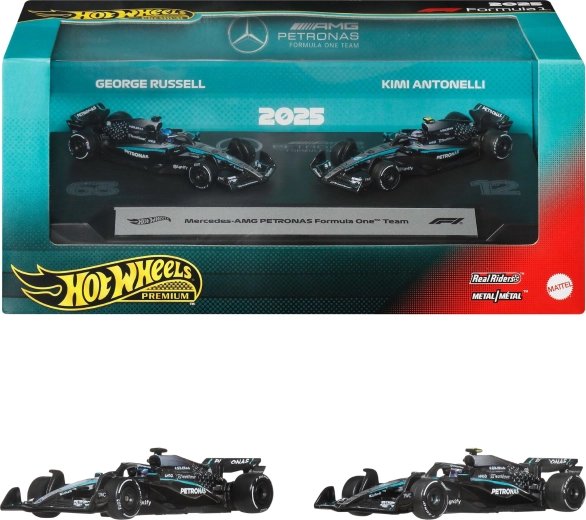 Hot Wheels Premium Forma–1 Mercedes-AMG Petronas Kimi Antonelli és George Russell – 2 db