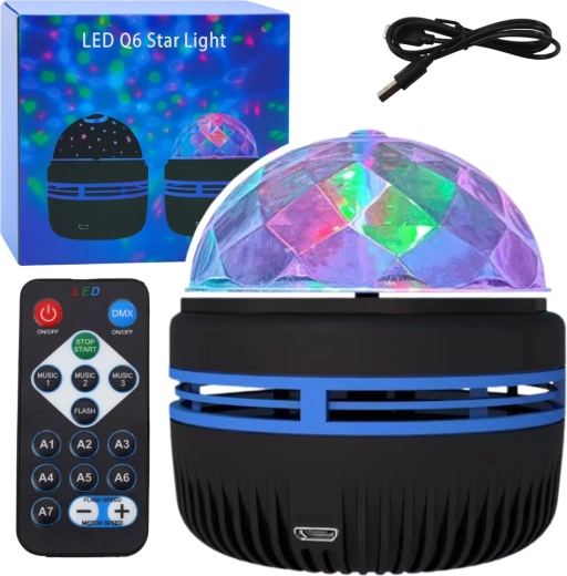 USB LED projektor és éjjeli lámpa RGB 360° távirányítással