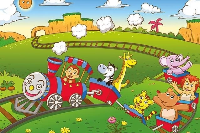Fa puzzle Állatos vonat 25 darabból