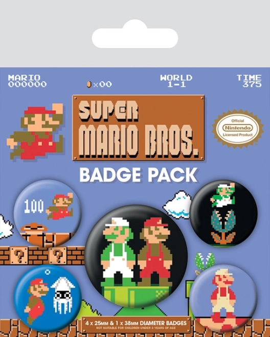 SUPER MARIO BROS. kitűzőkészlet (5 db)