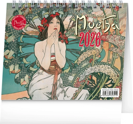 Alfons Mucha 2026 asztali naptár
