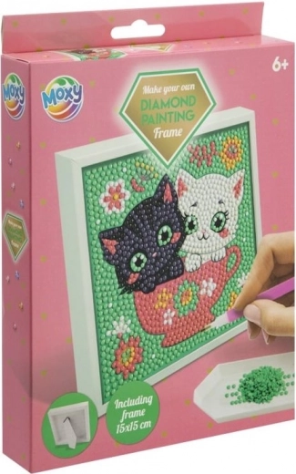 Moxy gyémántkirakó kereten cicákkal 15 × 15 cm