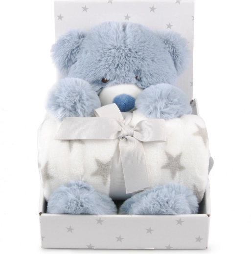 Carlo Baby Teddy Blue polártakaró plüss macival - 1 db