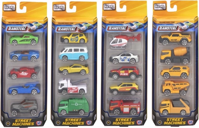 Teamsterz 5 darabos fém kisautó készlet – Street Machines
