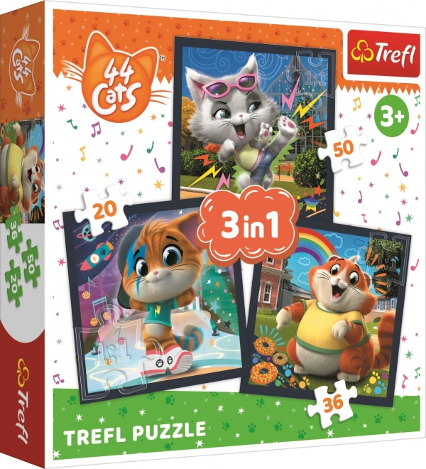 Puzzle 3 az 1-ben Ismerd meg a cuki kiscicákat 44 CATS