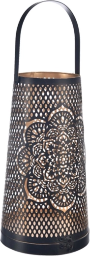 Mandala fekete-arany fém gyertyatartó 30 cm